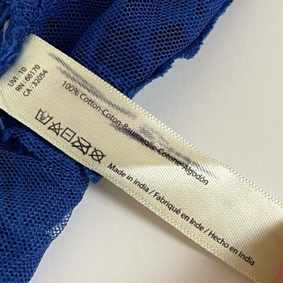 NEW Free People Bralette Womens Medium Blue Embroidered Lace Floral Smocked NWOT - Picture 7 of 9